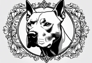 white pitbull pointed ears, paw tattoo idea
