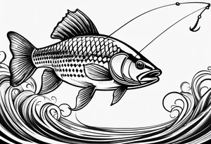 simple fishingrod with the line in water
"do not generate a fish" tattoo idea