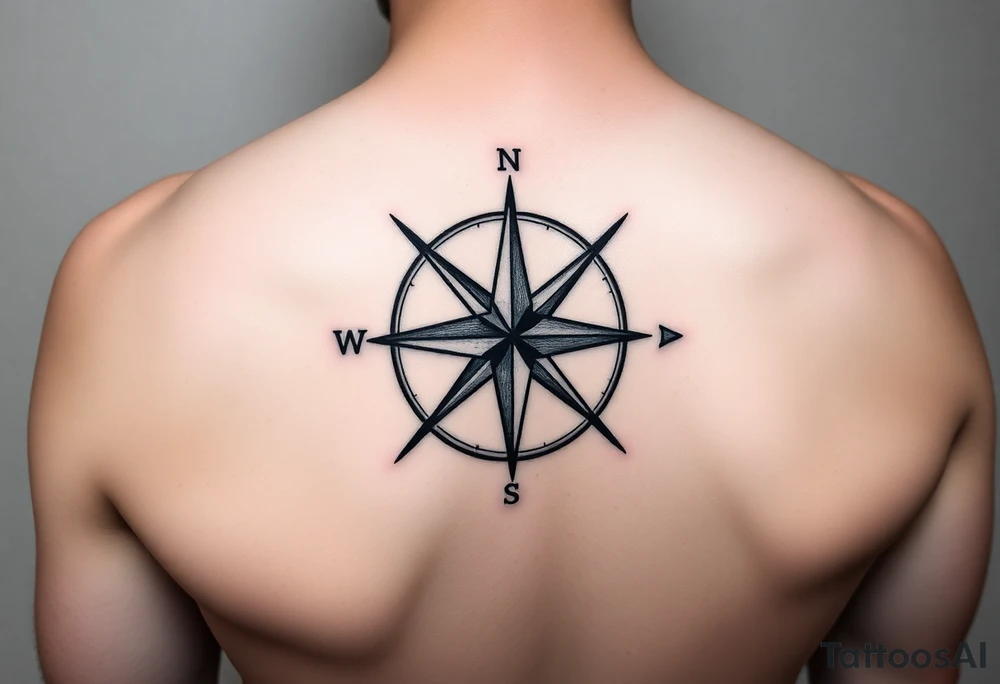Nautical star at a compass with the only direction that points north other directors are broken off with things like failure yourself to seat, death, and other negative aspects of life at the end of each tattoo idea