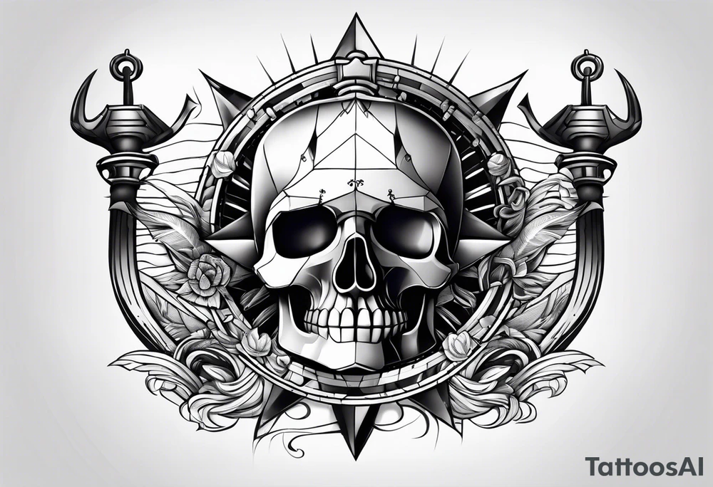 half anchor half helm tattoo idea