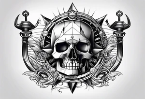 half anchor half helm tattoo idea