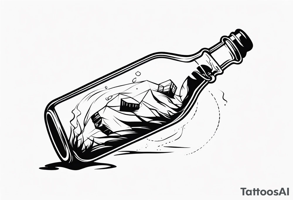 PERSON TRAPPED IN BOTTLE tattoo idea