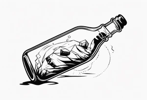 PERSON TRAPPED IN BOTTLE tattoo idea