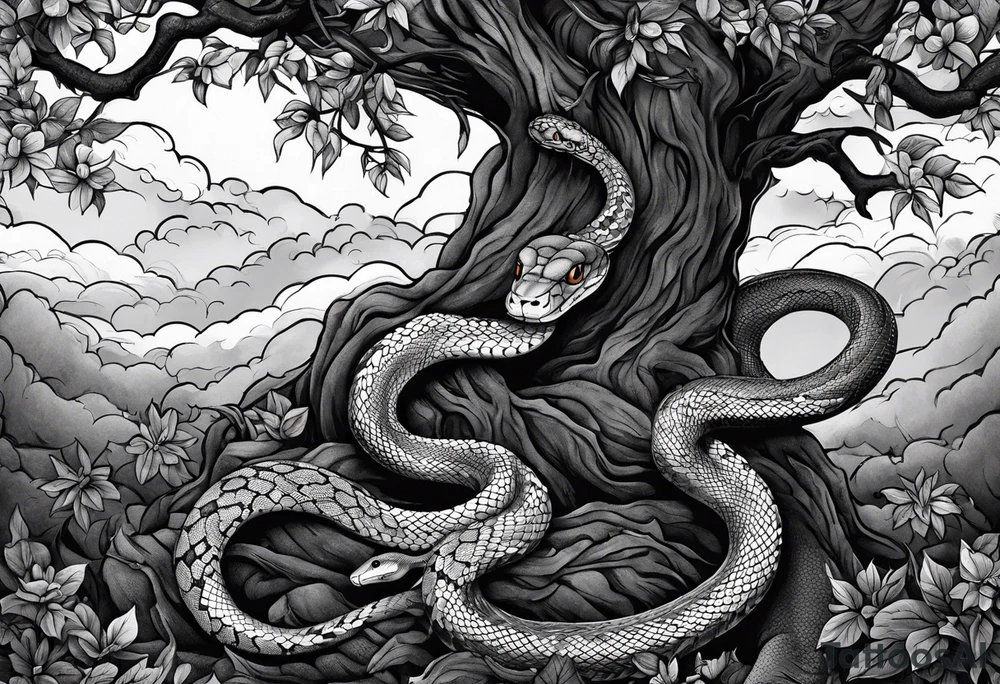 Snake in a tree 
 if I cannot bed the will of heaven, then I shall move hell tattoo idea