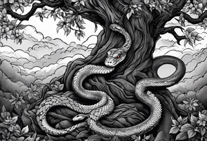 Snake in a tree 
 if I cannot bed the will of heaven, then I shall move hell tattoo idea
