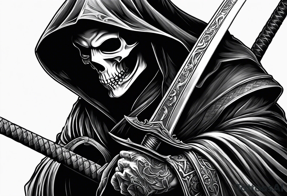 grim reaper with katana tattoo idea