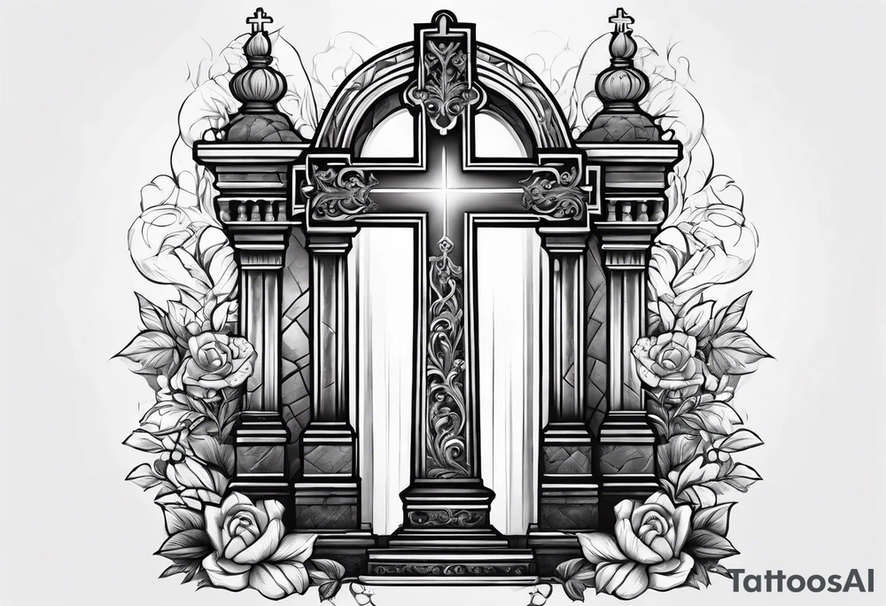 Tomb with cross tattoo idea