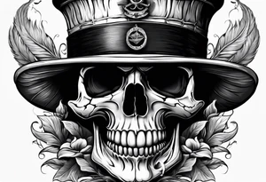 skull with sailors hat on smoking a pipe tattoo idea
