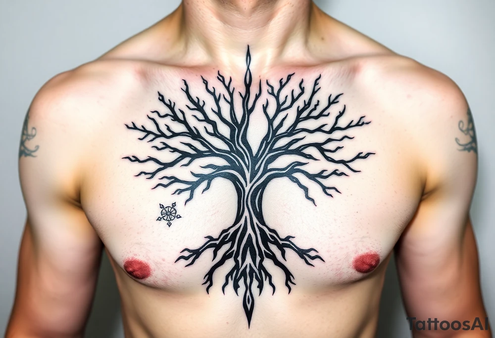 Tree withe crowns ate the end of the branches tattoo idea