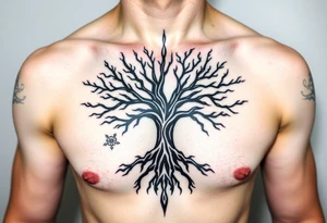 Tree withe crowns ate the end of the branches tattoo idea