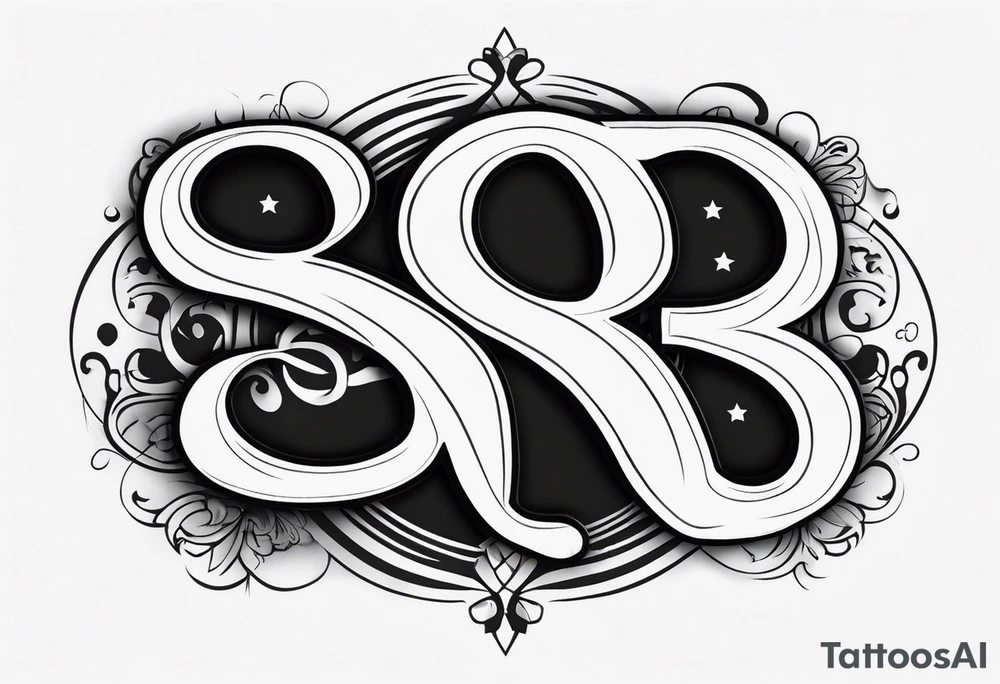 Infinity symbol, containing the letters "D3" and "SJ" tattoo idea