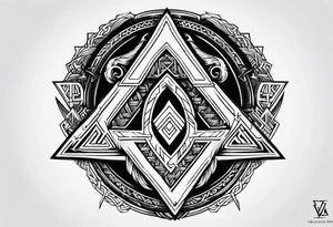 Valhalla staurs sword shield axe Valknut tattoo idea