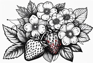 Strawberry and raspberries mixed with flowers tattoo tattoo idea