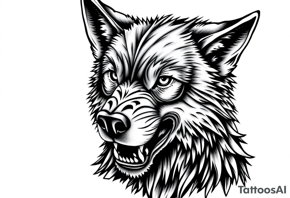 Big bad wolf kissy face tattoo idea