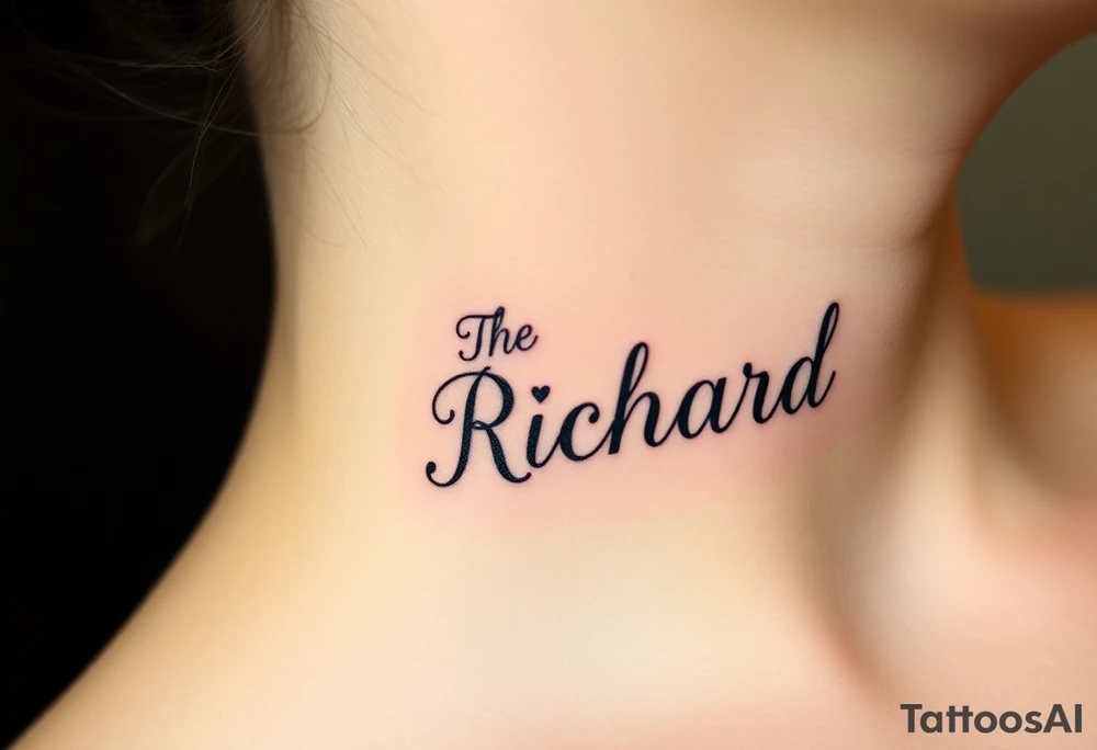 The name Richard in pretty handwriting with a heart for the dot on the i on my neck tattoo idea
