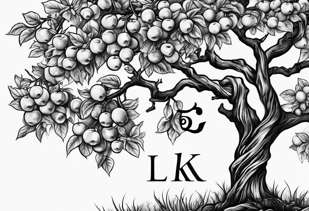 Apple tree  with LK initials tattoo idea