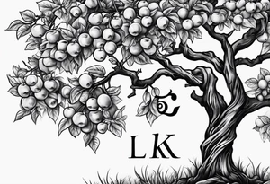 Apple tree  with LK initials tattoo idea