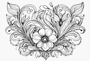 Flowers with swirls tattoo idea