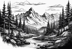 Skyrim mountain landscape tattoo idea