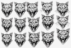 cybernetic ocelot full body teeth showing tattoo idea