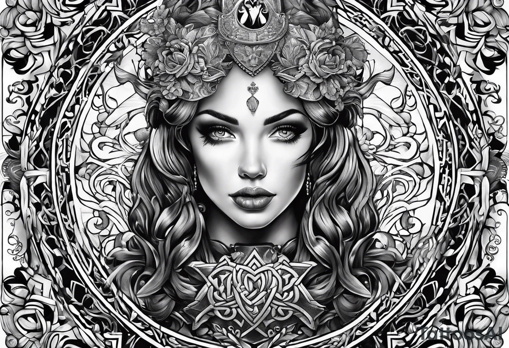 A full back piece based on the irish surname mcbride tattoo idea