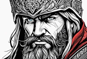 thor with red beard and hammer tattoo idea