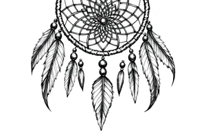 dreamcatcher with feathers and beads, authentic tattoo idea