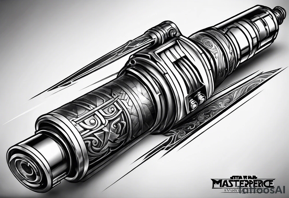 futuristic light saber hilt tattoo idea