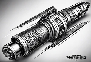 futuristic light saber hilt tattoo idea
