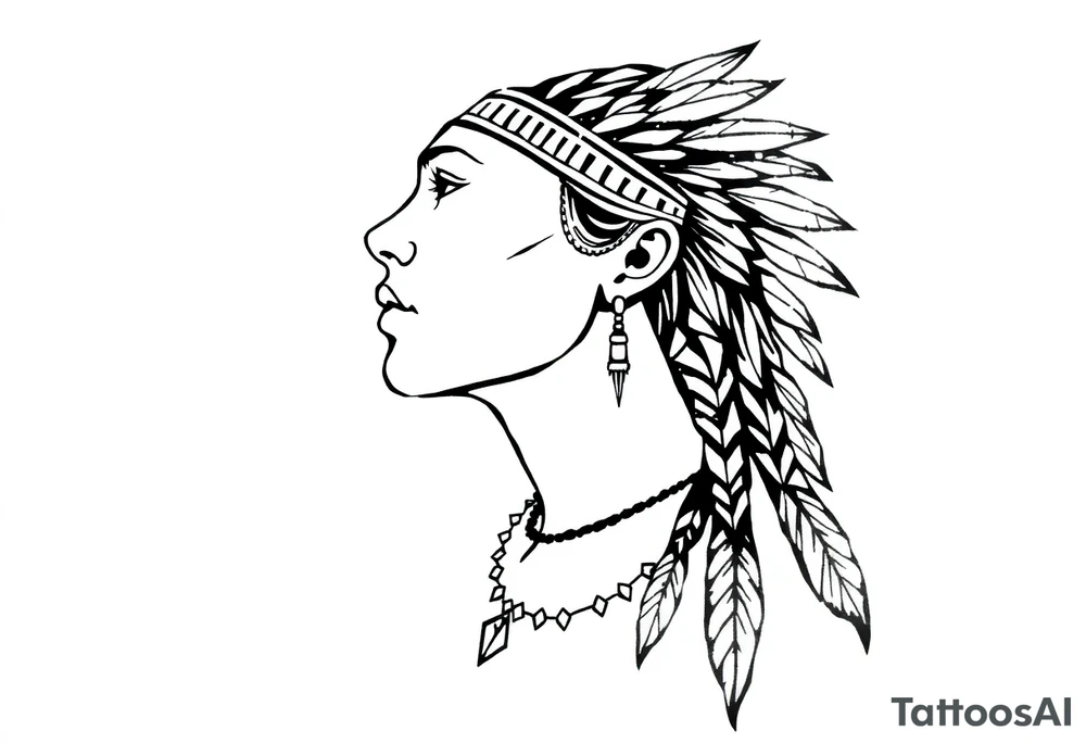 Female Native American tattoo idea
