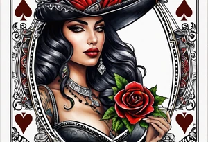 Queen of Spades, Latina, in Framed, Spades with "Q" centered tattoo idea