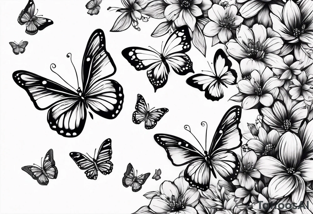 tiny butterflies trailing tattoo idea