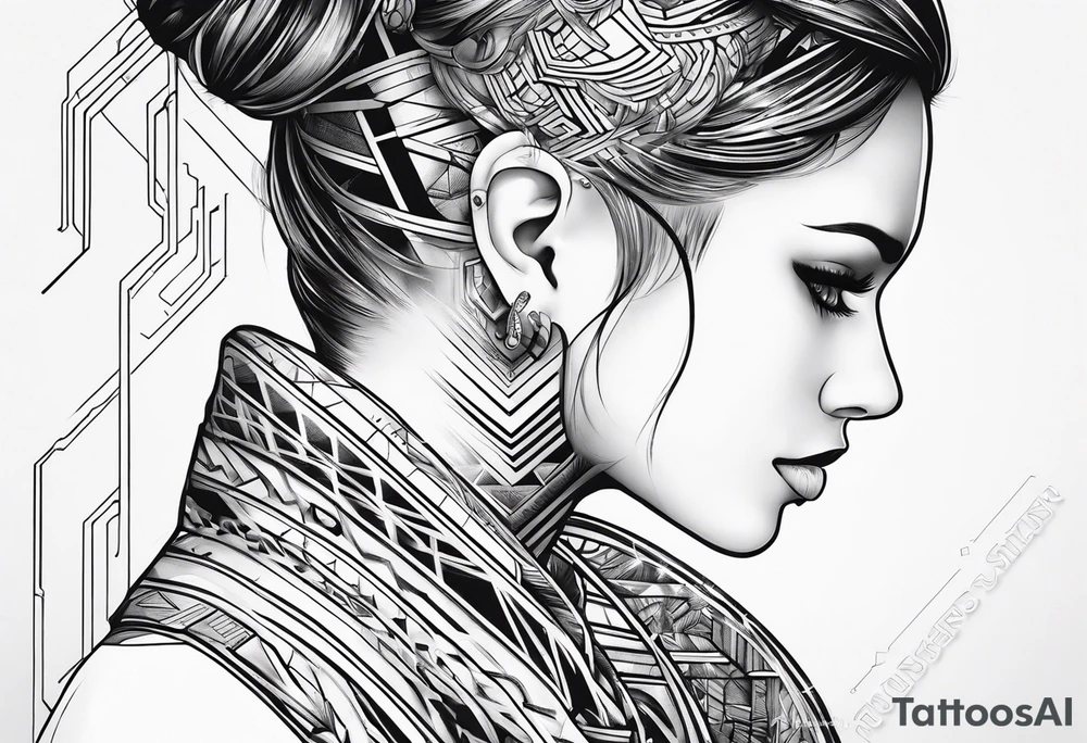 circuit tracks under ear tattoo idea