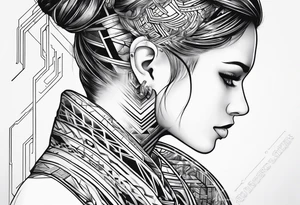 circuit tracks under ear tattoo idea