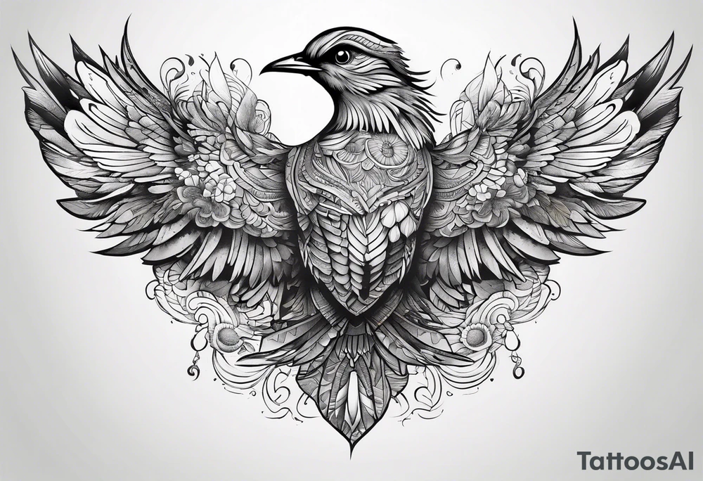 Flying bird on shoulder blade tattoo idea