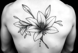 lillies, realistic, black and white tattoo idea