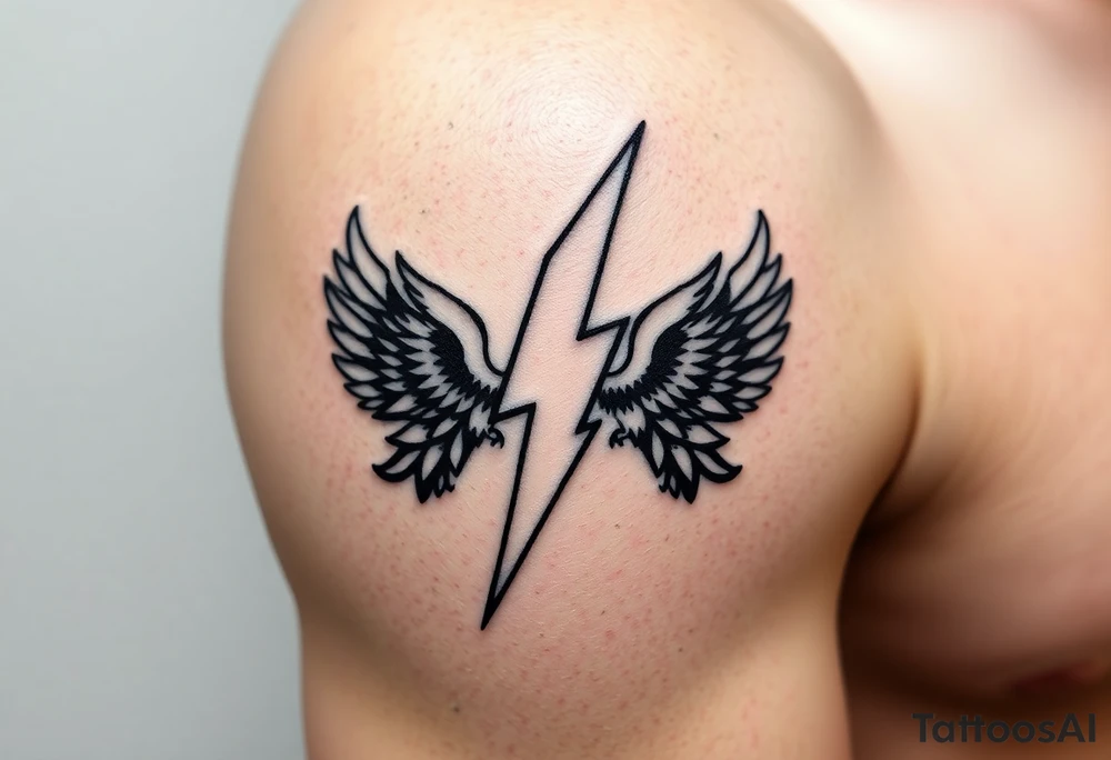 Lightning with eagles around it tattoo idea