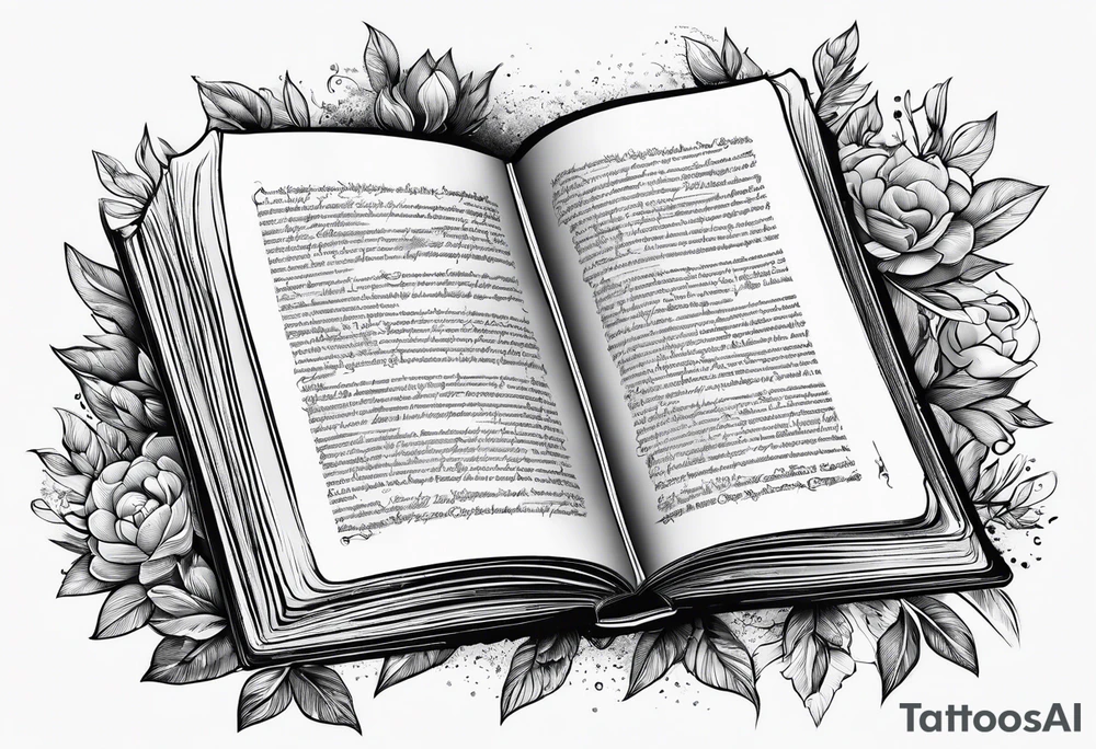 A blank open book with pages falling tattoo idea A blank open book with pages falling tattoo idea