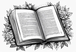A blank open book with pages falling tattoo idea
