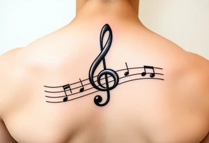 Music staff with treble clef and music notes tattoo idea