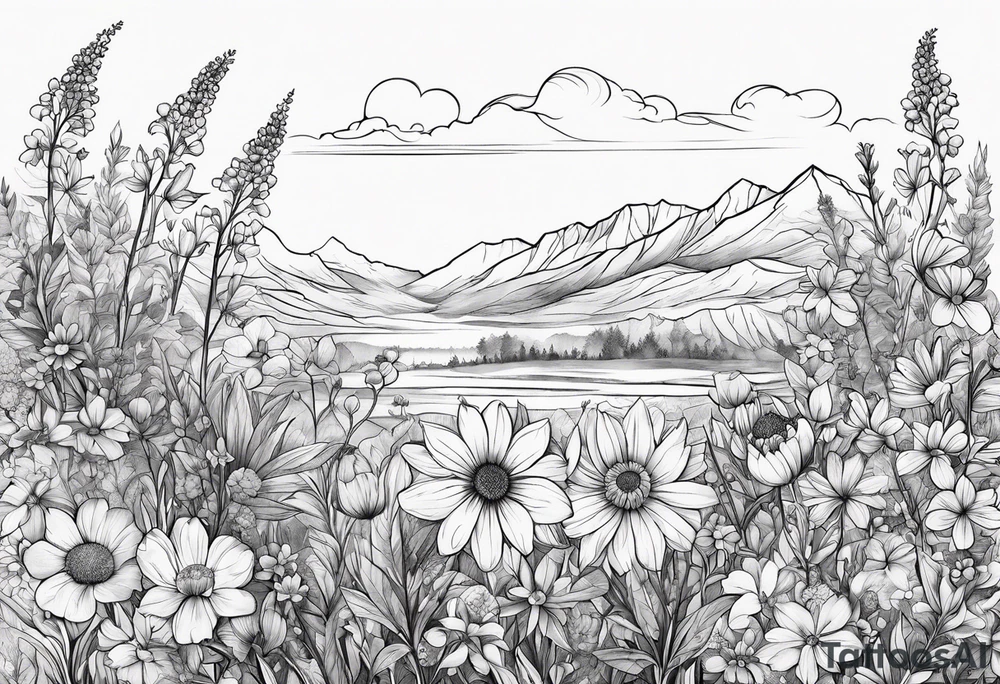 Wildflowers, smaller, vertical tattoo idea