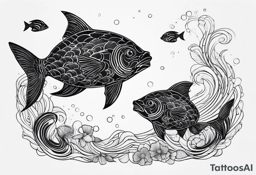 Father daughter matching. Water related. Marine life tattoo idea