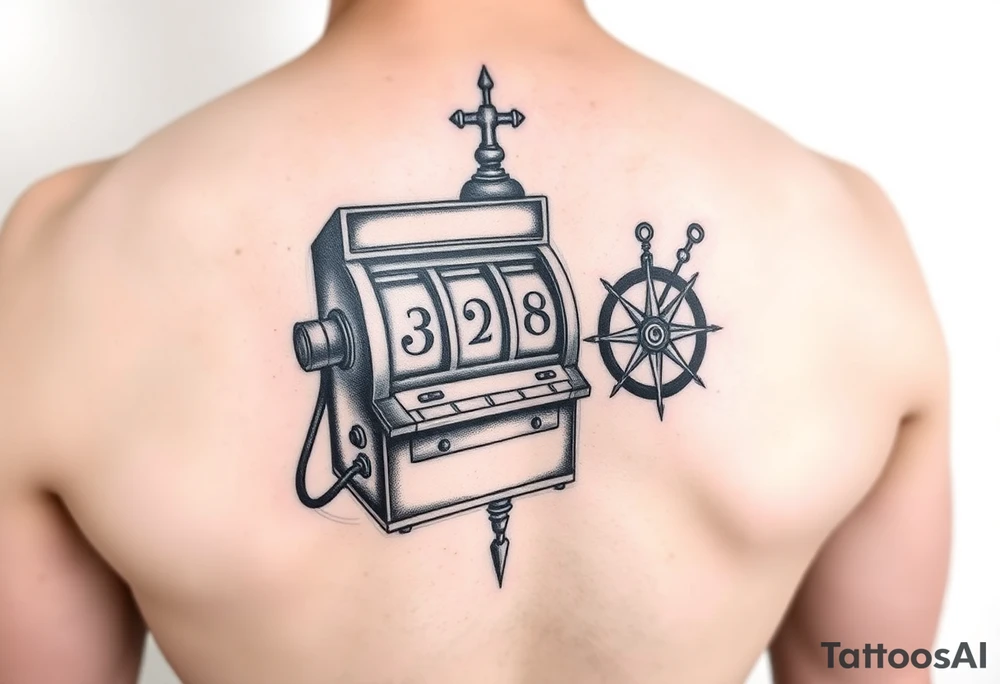 Slot machine and compass tattoo idea