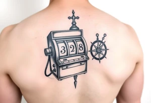 Slot machine and compass tattoo idea