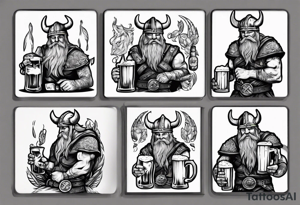 Viking drinking a beer tattoo idea