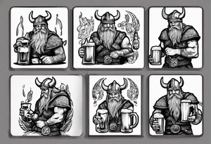 Viking drinking a beer tattoo idea