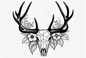 antler with flower tattoo idea