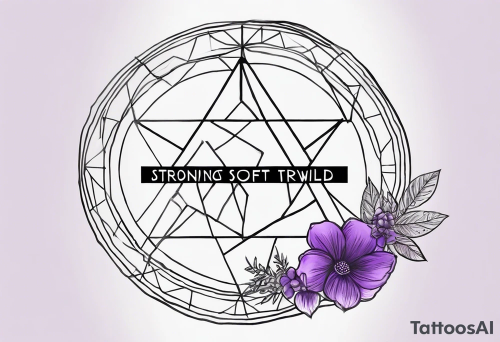 text “Strong. Soft. Wild.” Enneagram 8, 4 kids, purple tattoo idea