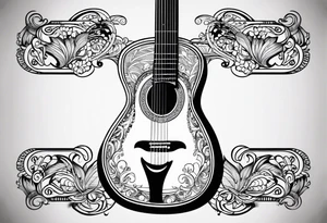 folk guitar on the calf tattoo idea