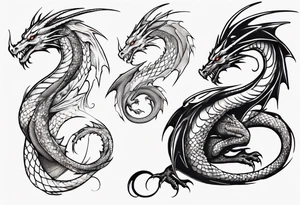 dragon with long body and scales tattoo idea